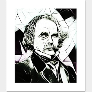 Nathaniel Hawthorne Black and White Portrait | Nathaniel Hawthorne Artwork 4 Posters and Art